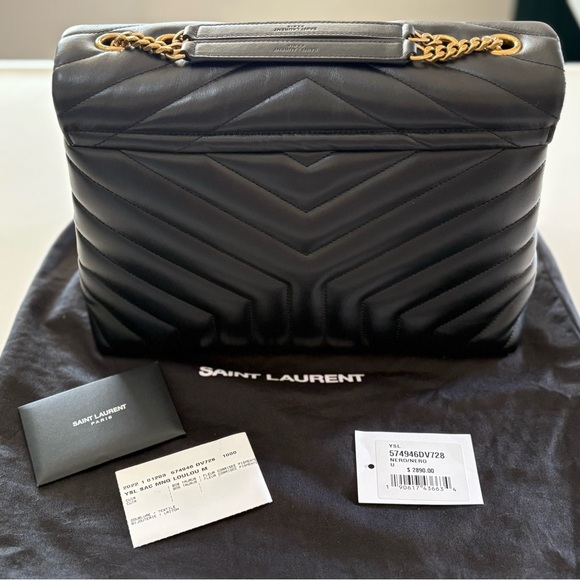 YVES SAINT LAURENT YSL LOULOU MEDIUM MATELASSE BLACK AND GOLD BAG EUC!!!! - Picture 10 of 17